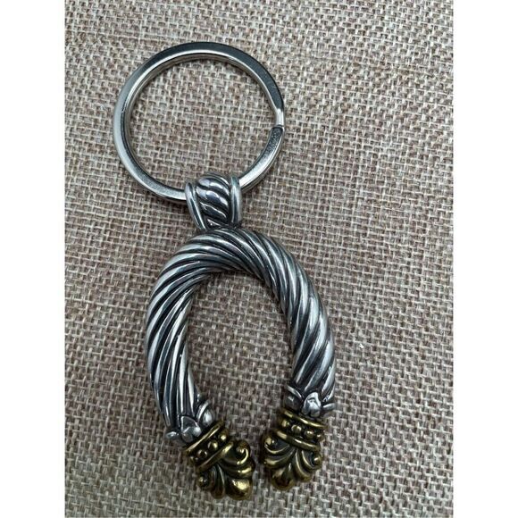 Vintage Brighton Horseshoe Keychain Silver and Gold Unisex Equestrian Style - Picture 1 of 4